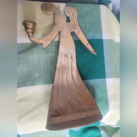 Vintage 2 Brass AngelCandleHolders Solid Brass Angel Taper Candle Holder 10 1/2" - Picture 11 of 14